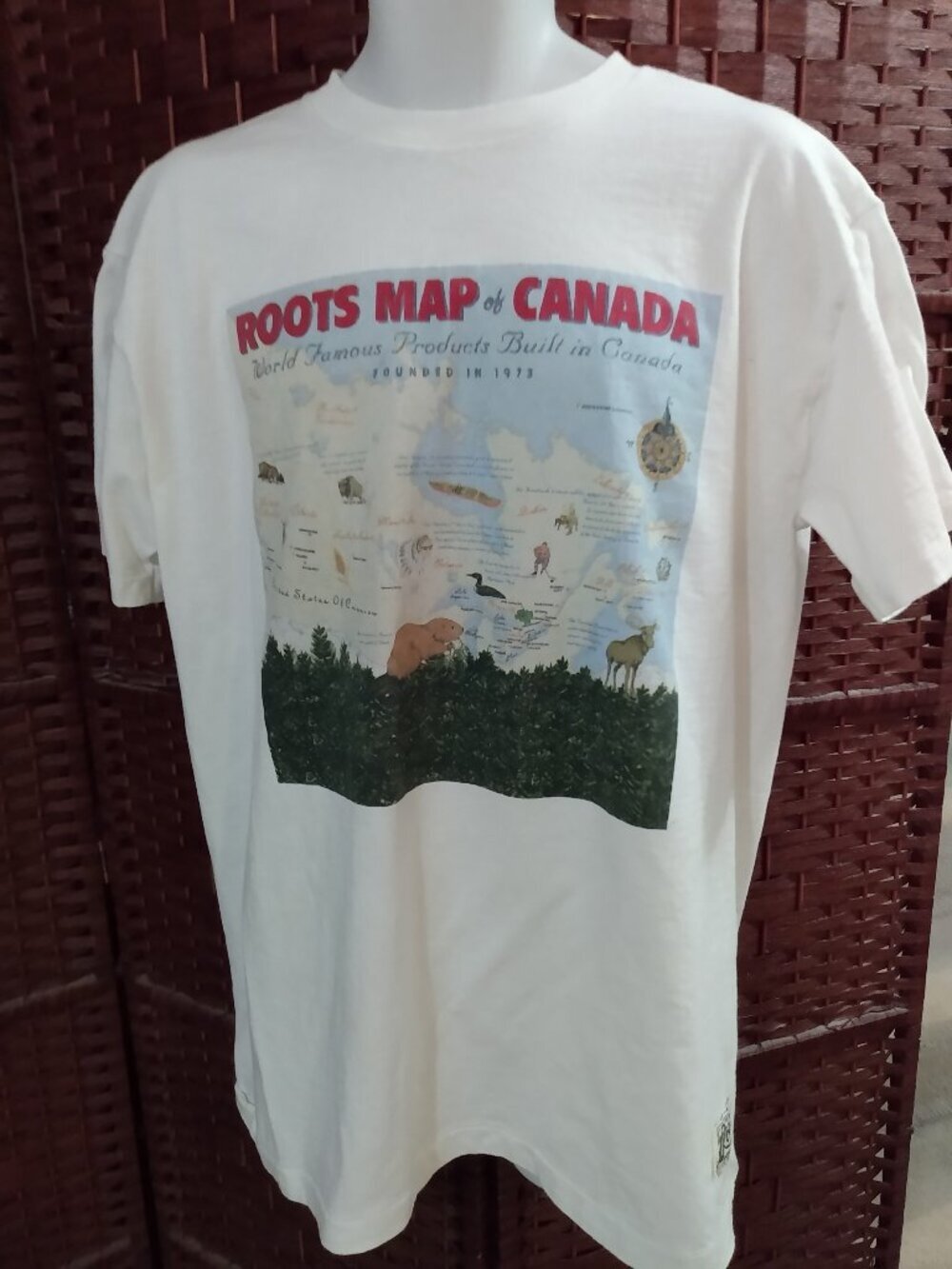 Rare Vintage Roots Map Of Canada T Shirt Single Stitch XL 80s 90s